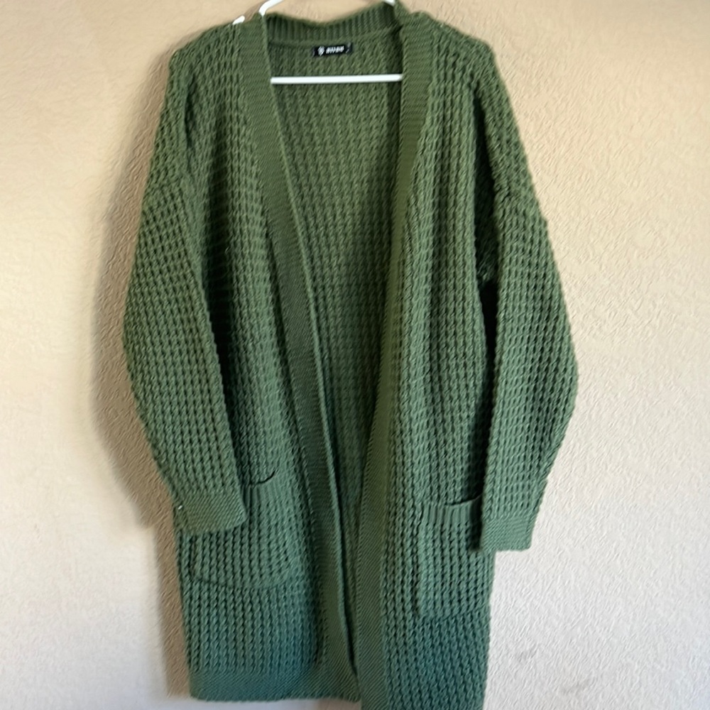 BTFBM olive green chunky knit cardigan- M